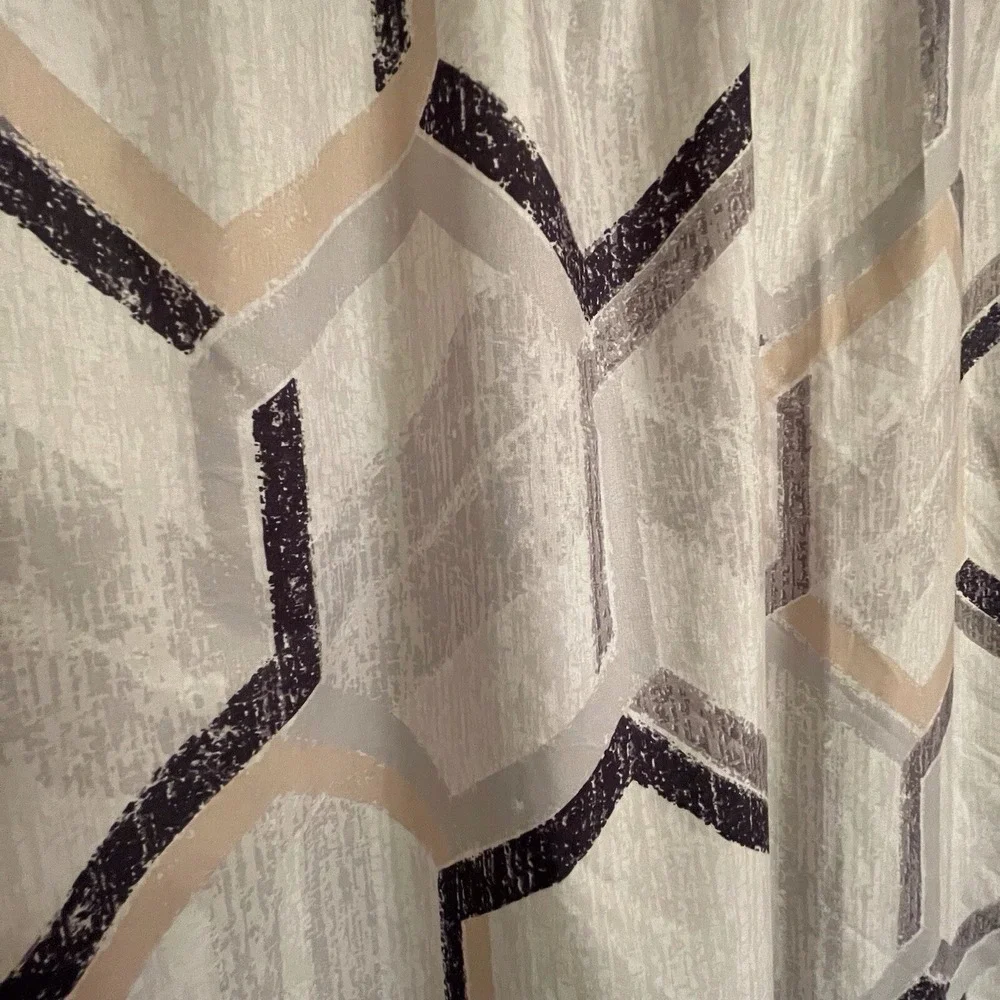 Gray Peach Black Geometric Fabric Shower Curtain 72x72 Modern Bath Decor